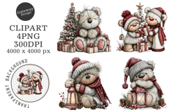 Whimsical Christmas Teddy Bear Clipart Product Image 1