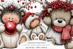 Whimsical Christmas Teddy Bear Clipart Product Image 1