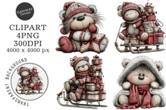 Christmas Teddy Bear Clipart Product Image 1