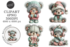 Whimsical Christmas Teddy Bear Clipart Product Image 1
