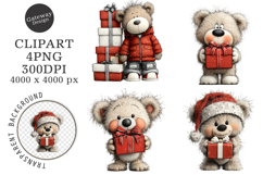 Whimsical Christmas Teddy Bear Clipart Product Image 1