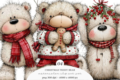 Whimsical Christmas Teddy Bear Clipart Product Image 1
