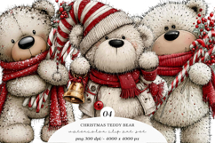 Whimsical Christmas Teddy Bear Clipart Product Image 1