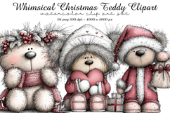 Whimsical Christmas Teddy Clipart Product Image 1
