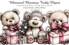 Whimsical Christmas Teddy Clipart Product Image 1