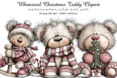 Whimsical Christmas Teddy Clipart Product Image 1