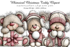 Whimsical Christmas Teddy Clipart Product Image 1