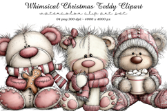 Whimsical Christmas Teddy Clipart Product Image 1