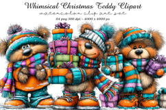 Whimsical Christmas Teddy Clipart Product Image 1
