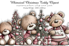Whimsical Christmas Teddy Clipart Product Image 1