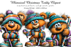 Whimsical Christmas Teddy Clipart Product Image 1