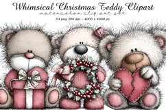 Whimsical Christmas Teddy Clipart Product Image 1