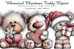 Whimsical Christmas Teddy Clipart Product Image 1