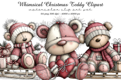 Whimsical Christmas Teddy Clipart Product Image 1