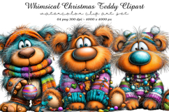 Whimsical Christmas Teddy Clipart Product Image 1