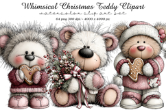 Whimsical Christmas Teddy Clipart Product Image 1