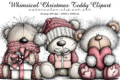 Whimsical Christmas Teddy Clipart Product Image 1