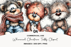 Whimsical Christmas Teddy Clipart Product Image 1