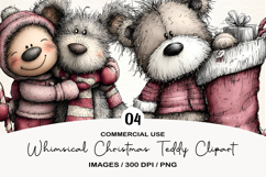 Whimsical Christmas Teddy Clipart Product Image 1