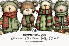 Whimsical Christmas Teddy Clipart Product Image 1