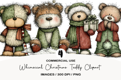 Whimsical Christmas Teddy Clipart Product Image 1