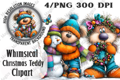 Whimsical Christmas Teddy Clipart Product Image 1