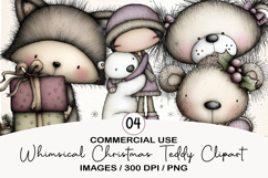 Whimsical Christmas Teddy Clipart Product Image 1