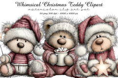 Whimsical Christmas Teddy Clipart Product Image 1