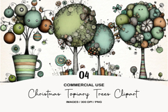 Whimsical Christmas Topiary Trees Clipart Product Image 1