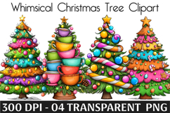 Whimsical Christmas Tree Clipart Sublimation Product Image 1