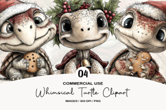 Whimsical Christmas Turtle Clipart Product Image 1