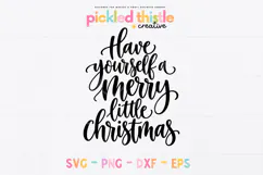 A classic Christmas typography design featuring flowing black cursive lettering, graceful swashes, and a simple composition without additional illustrations.
