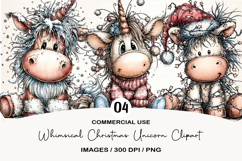 Whimsical Christmas Unicorn Clipart Product Image 1