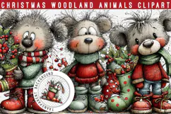 Christmas Woodland Animals Clipart PNG| Whimsical Png Product Image 1