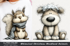 Whimsical Christmas Woodland Animals Png Product Image 1