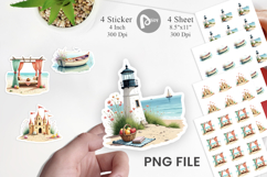 Whimsical Coastal Escape Sticker Product Image 1