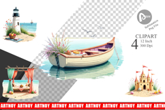 Whimsical Coastal Escape Clipart Product Image 1