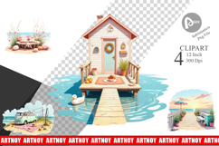 Whimsical Coastal Escape Clipart Product Image 1