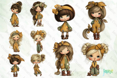Whimsical Cottagecore Autumn Girls Clipart Bundle Product Image 7