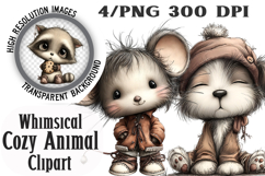 Whimsical Cozy Animal Clipart Product Image 1