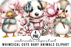 Whimsical cute Baby Animals Clipart Product Image 1