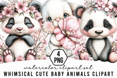Whimsical cute Baby Animals Clipart Product Image 1