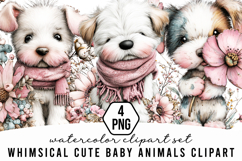 Whimsical cute Baby Animals Clipart Product Image 1