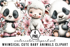Whimsical cute Baby Animals Clipart Product Image 1