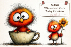 Whimsical Cute Baby Chicken Clipart Product Image 1