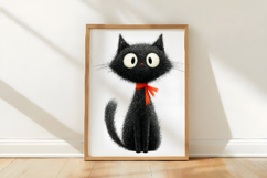 Whimsical Cute Black Cat Clipart Product Image 3