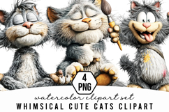 Whimsical Cute Cats Clipart Product Image 1
