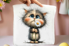 Whimsical Cute Cats Daisy Clipart Product Image 2
