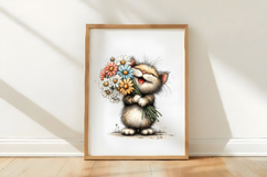 Whimsical Cute Cats Daisy Clipart Product Image 3