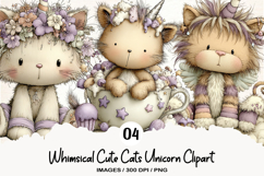 Whimsical Cute Cats Unicorn Clipart Product Image 1